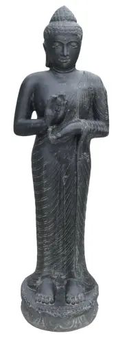 Product image of the product “Standing Buddha, India, 119 cm height, cast stone, handcrafted & coloured 119 cm”